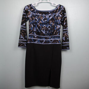 Tadashi Shoji Laila black and blue sequins cocktail dress-12